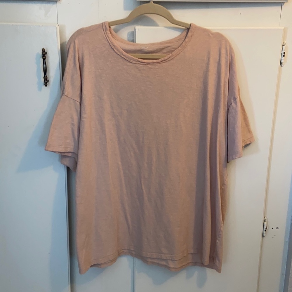 Aerie Boyfriend Distressed Oversized Tshirt Tan XL
